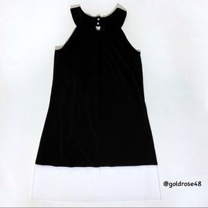Calvin Klein black and white colorblock dress